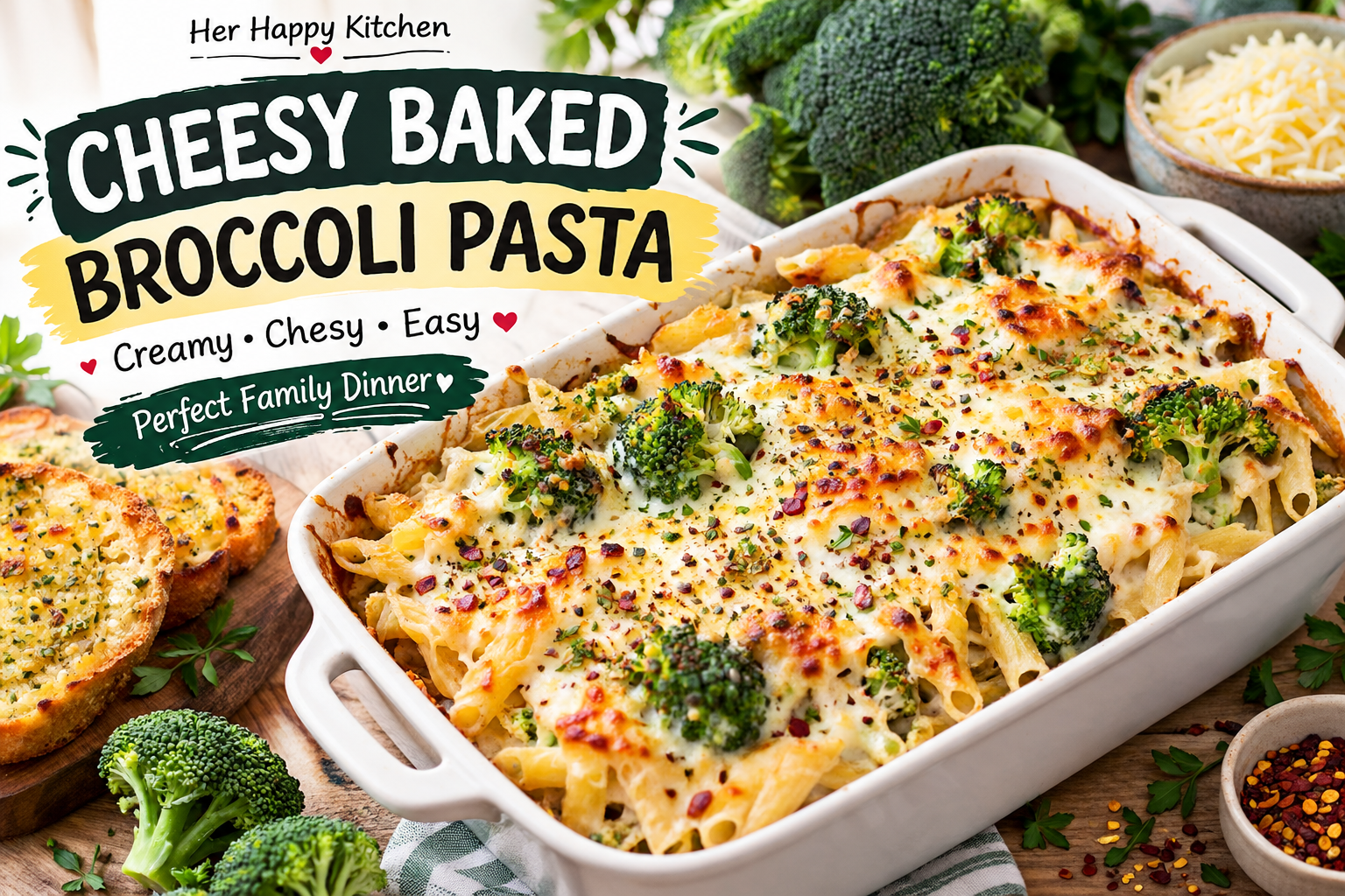 🥦 CHEESY BAKED BROCCOLI PASTA RECIPE – CREAMY, CHEESY & EASY